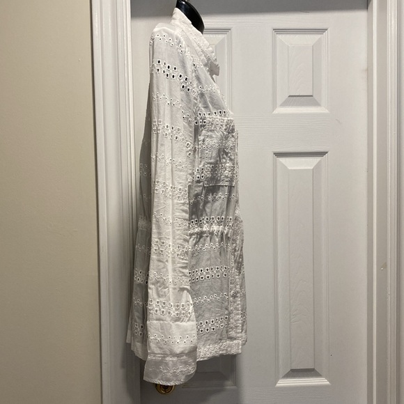 Maurices White Cotton Long Sleeve Eyelet Lace Safari Cargo Shirt Jacket - Sz L - Picture 9 of 14